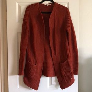 Roxy Rust Long Knit Cardigan